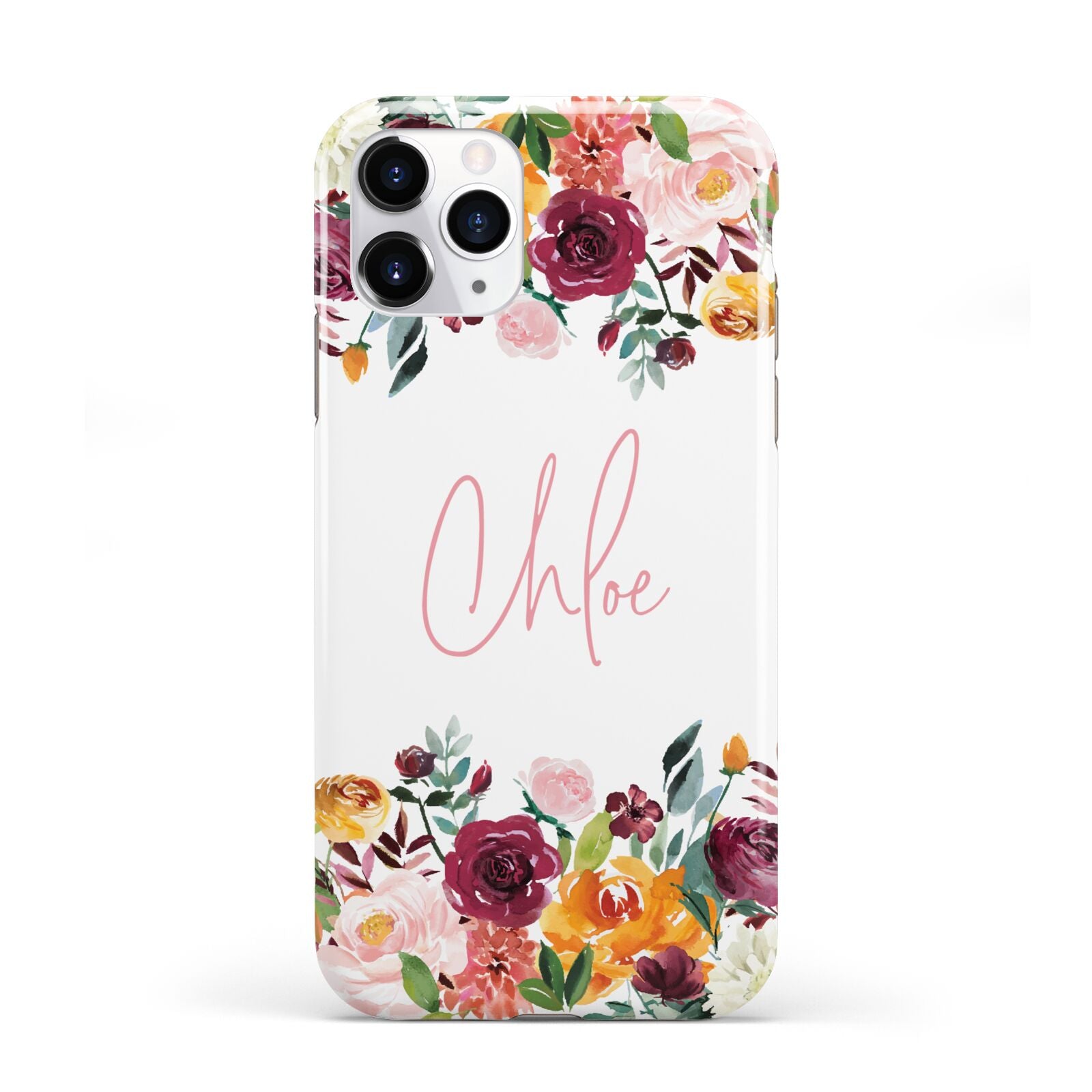 Personalised Name Transparent Flowers iPhone 11 Pro 3D Tough Case