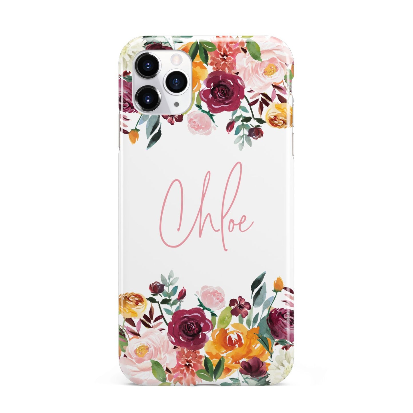 Personalised Name Transparent Flowers iPhone 11 Pro Max 3D Tough Case