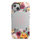 Personalised Name Transparent Flowers iPhone 13 Full Wrap 3D Tough Case