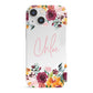 Personalised Name Transparent Flowers iPhone 13 Mini Full Wrap 3D Snap Case
