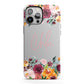 Personalised Name Transparent Flowers iPhone 13 Pro Max Full Wrap 3D Tough Case