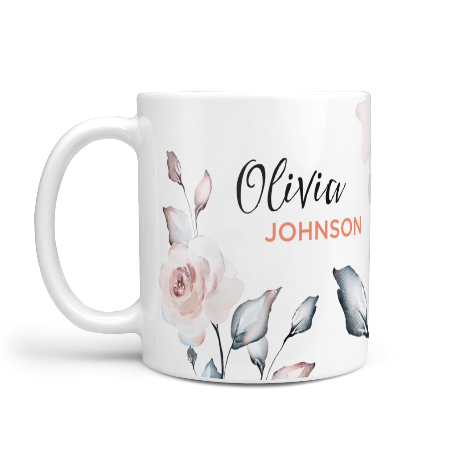 Personalised Name Watercolour Roses 10oz Mug Alternative Image 1