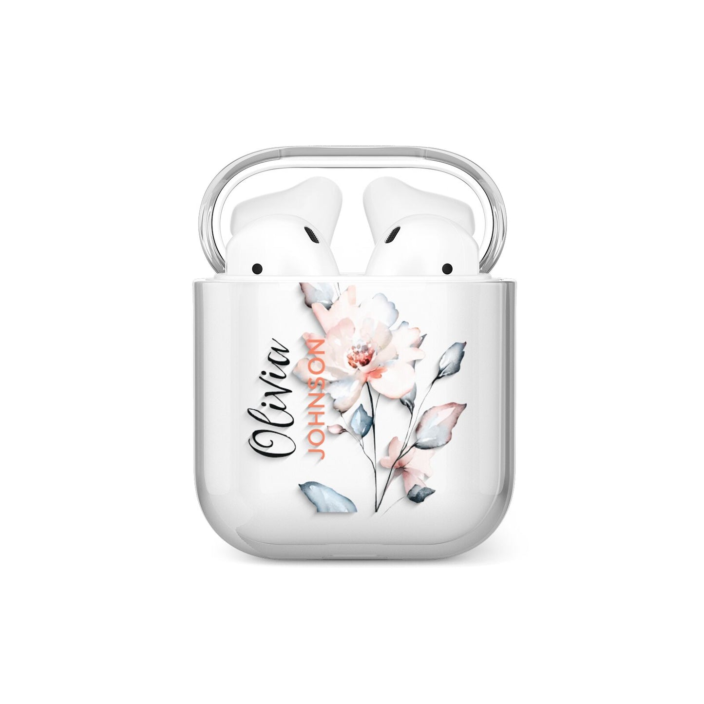 Personalised Name Watercolour Roses AirPods Case