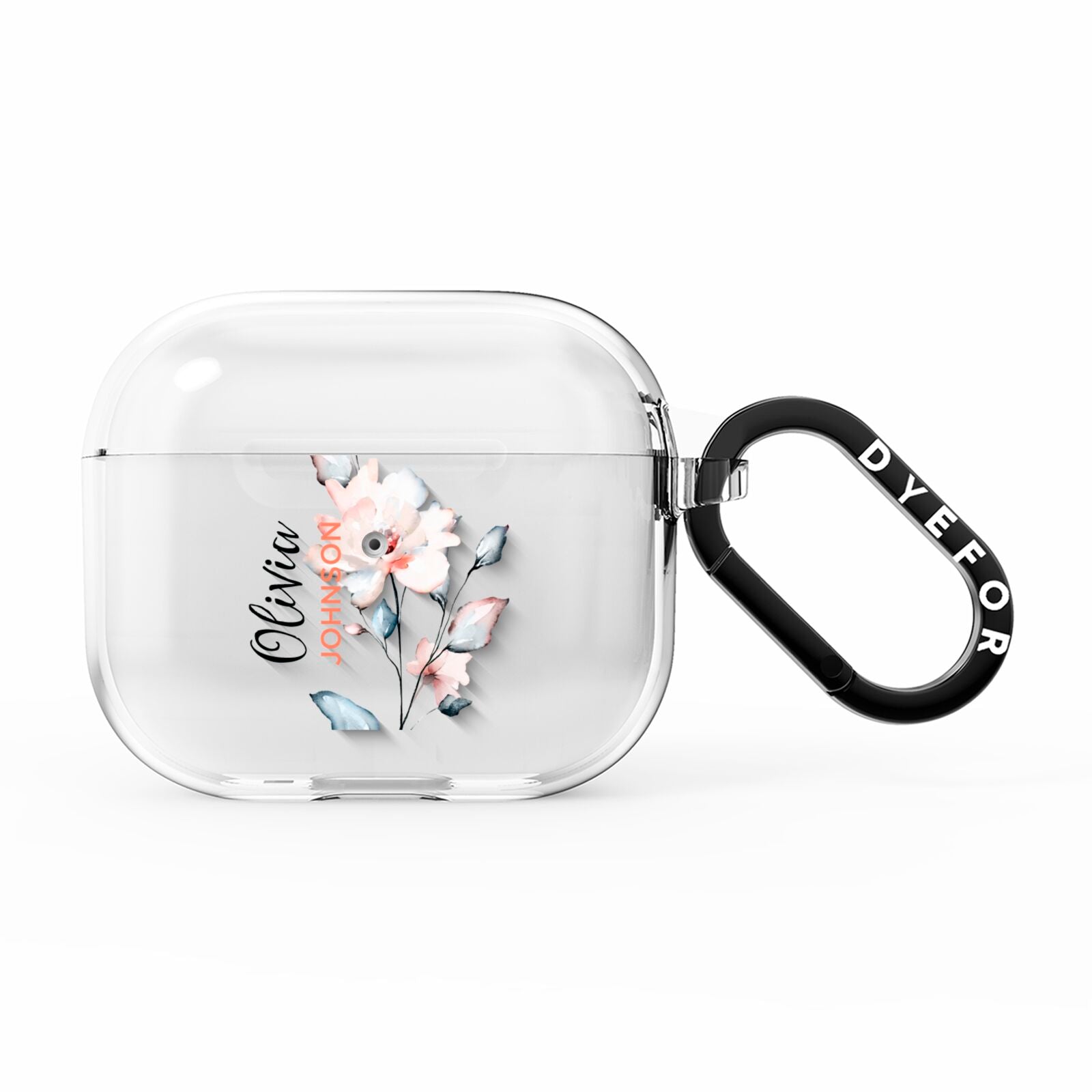 Personalised Name Watercolour Roses AirPods Clear Case 3rd Gen