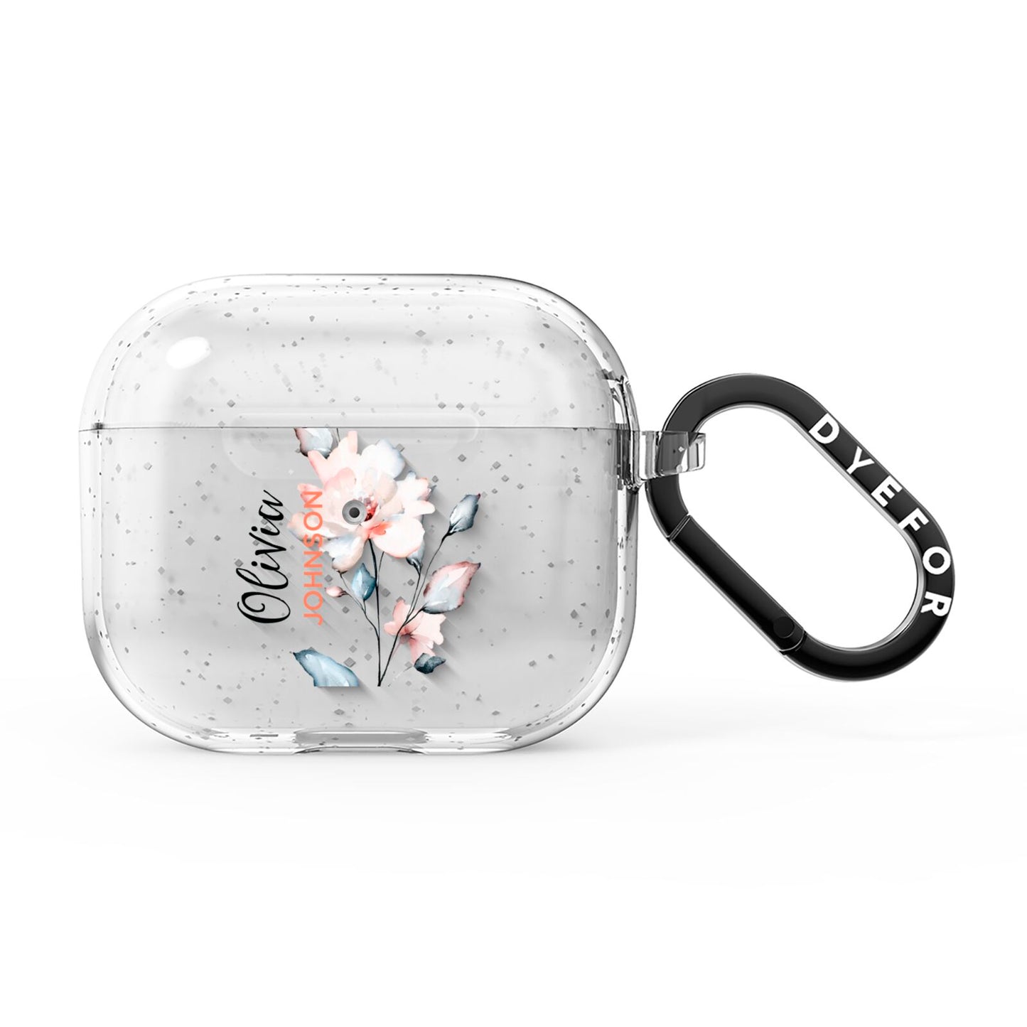Personalised Name Watercolour Roses AirPods Glitter Case 3rd Gen