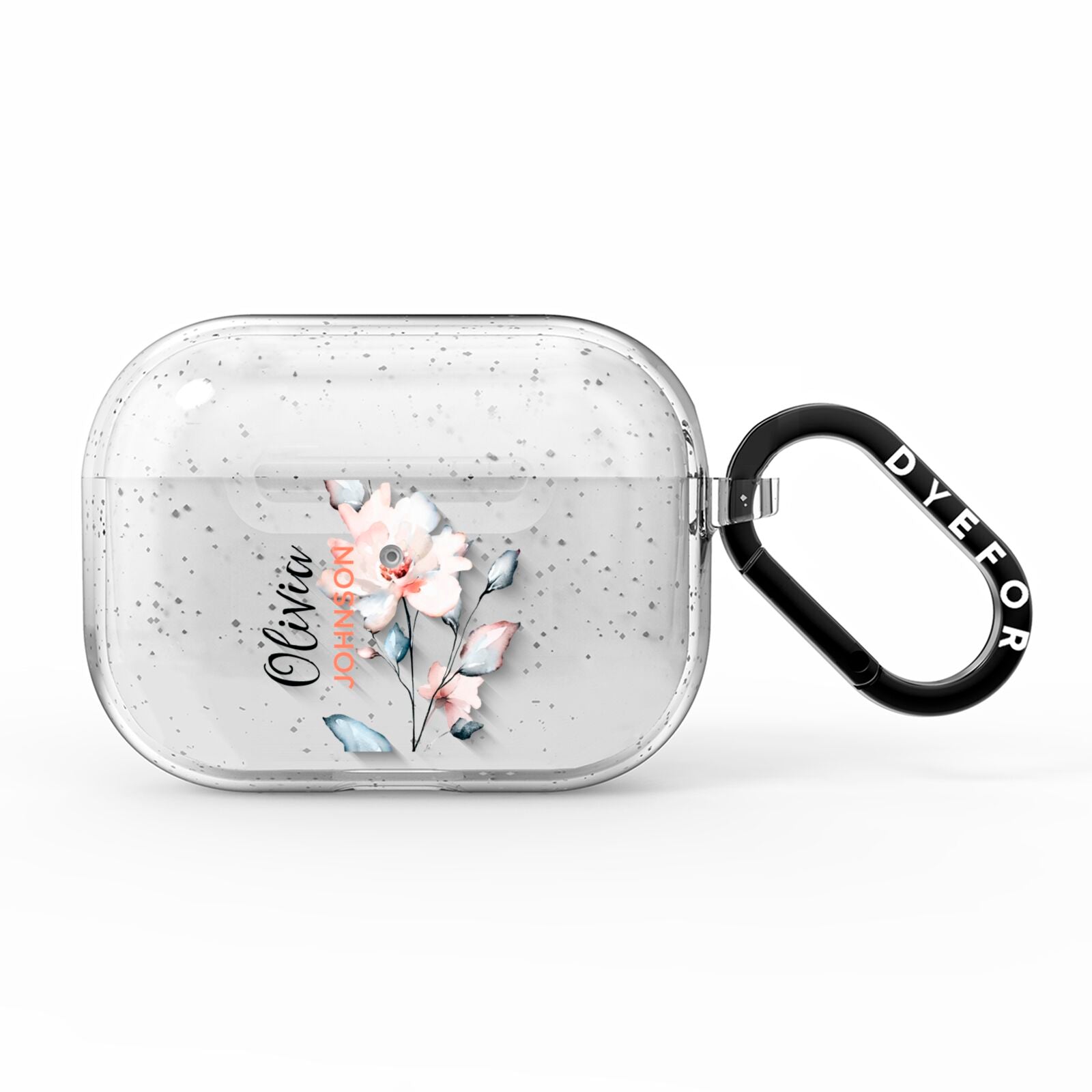 Personalised Name Watercolour Roses AirPods Pro Glitter Case