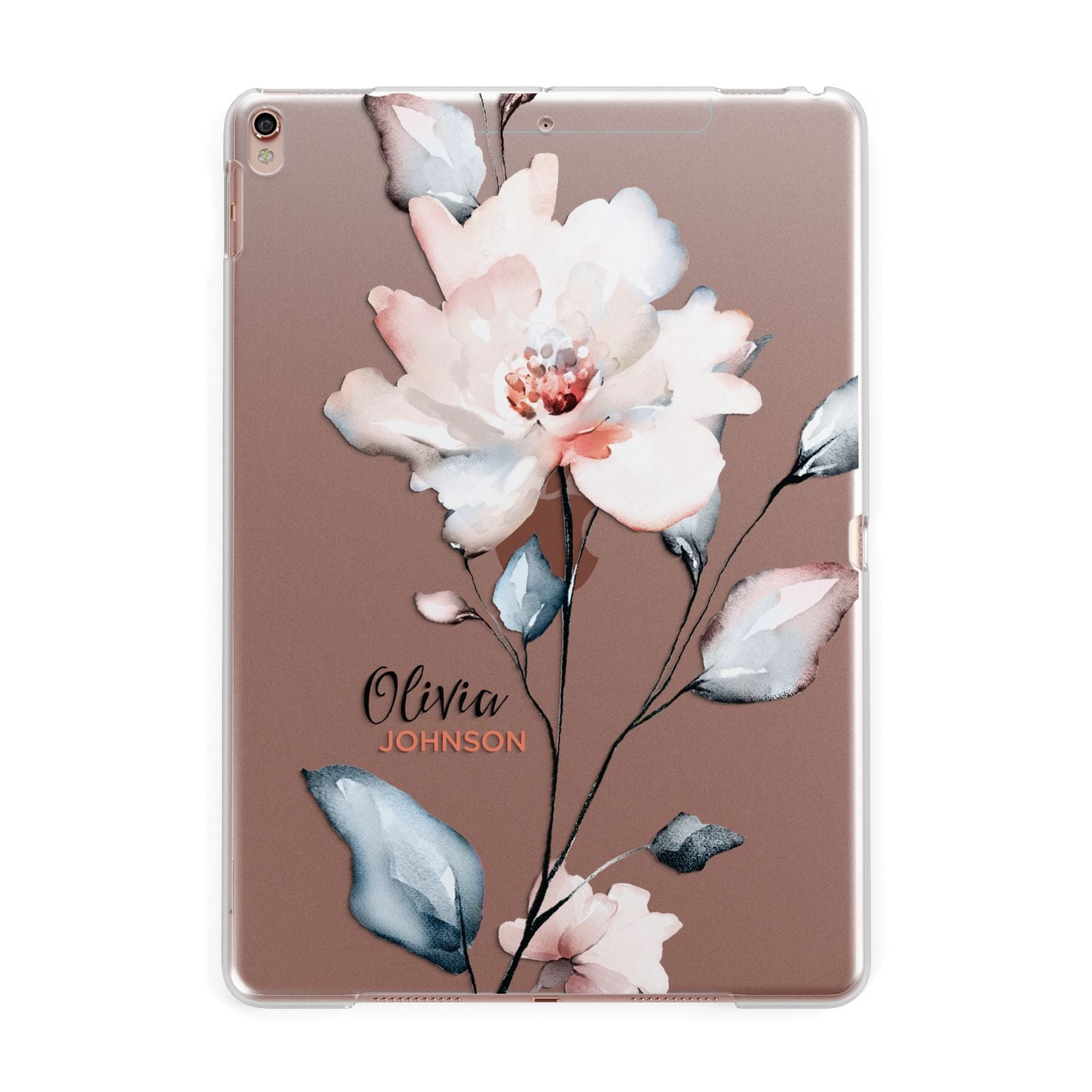 Personalised Name Watercolour Roses Apple iPad Rose Gold Case