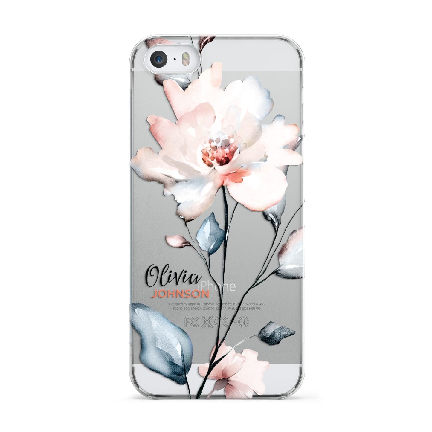 Personalised Name Watercolour Roses Apple iPhone 5 Case