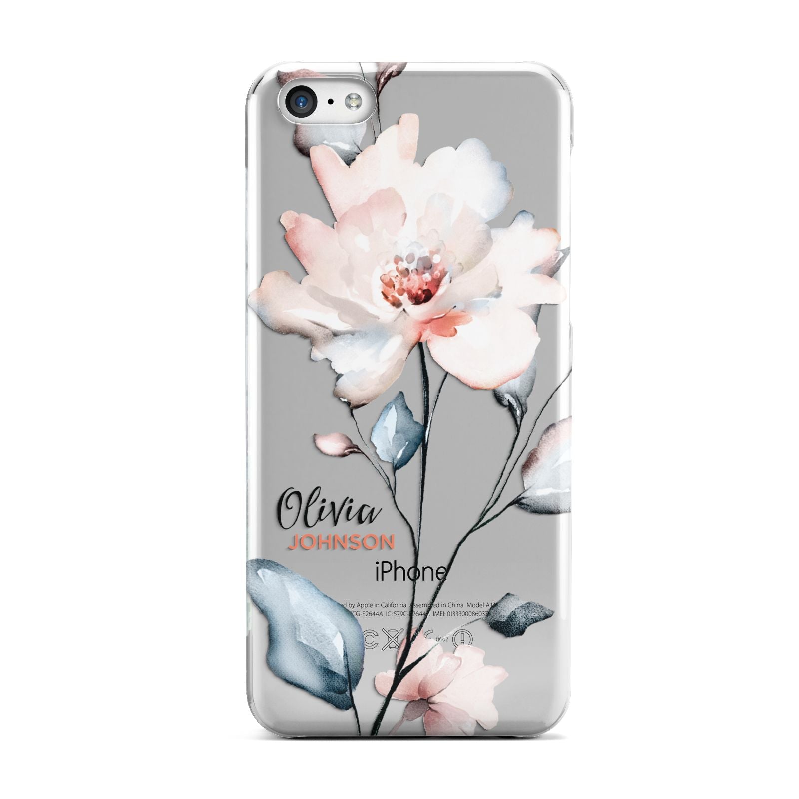 Personalised Name Watercolour Roses Apple iPhone 5c Case