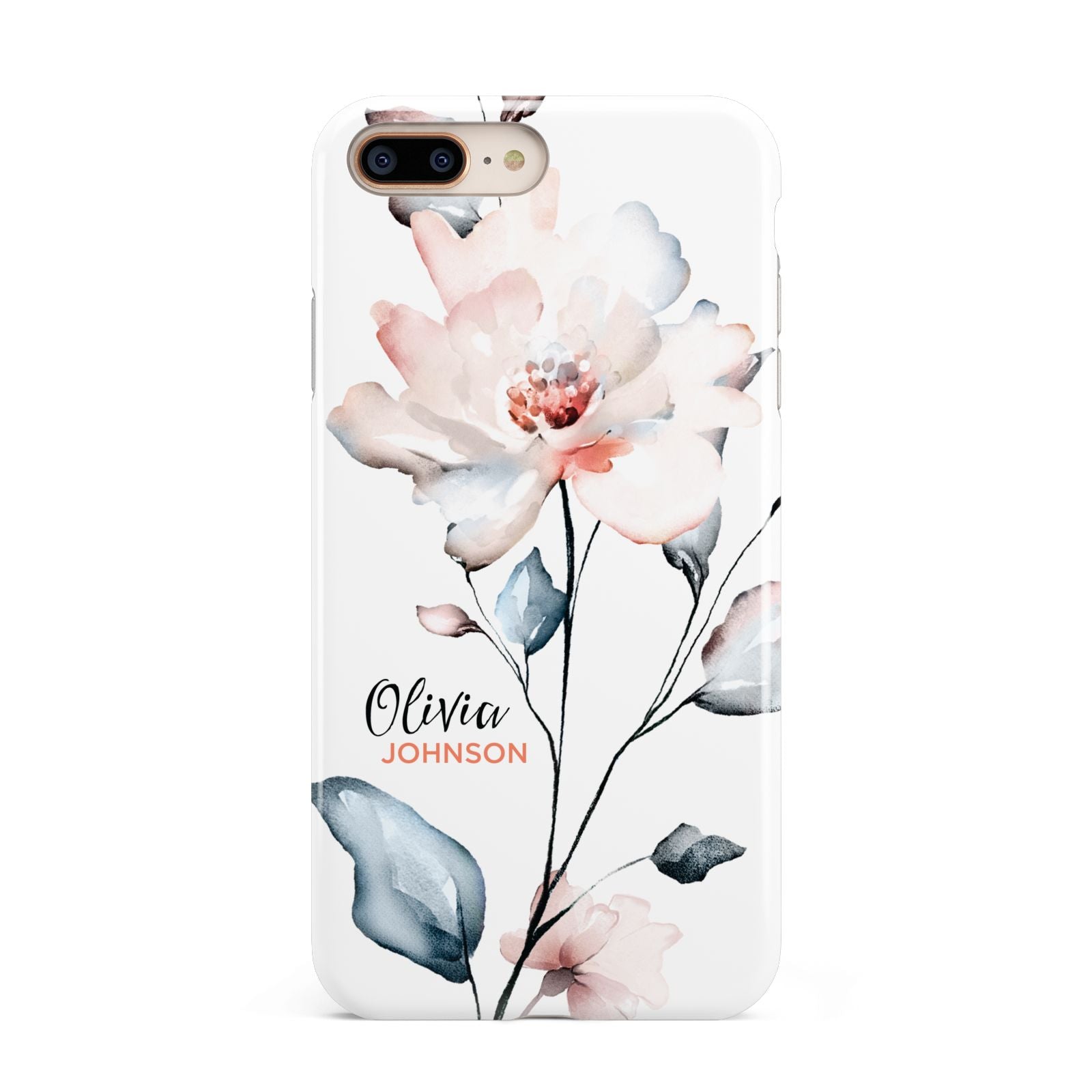 Personalised Name Watercolour Roses Apple iPhone 7 8 Plus 3D Tough Case