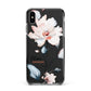 Personalised Name Watercolour Roses Apple iPhone Xs Max Impact Case Black Edge on Black Phone