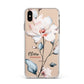 Personalised Name Watercolour Roses Apple iPhone Xs Max Impact Case White Edge on Gold Phone