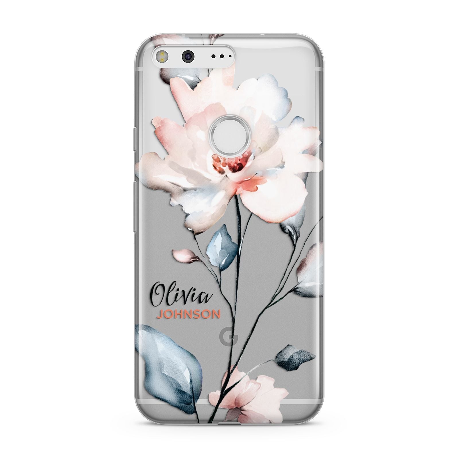Personalised Name Watercolour Roses Google Pixel Case