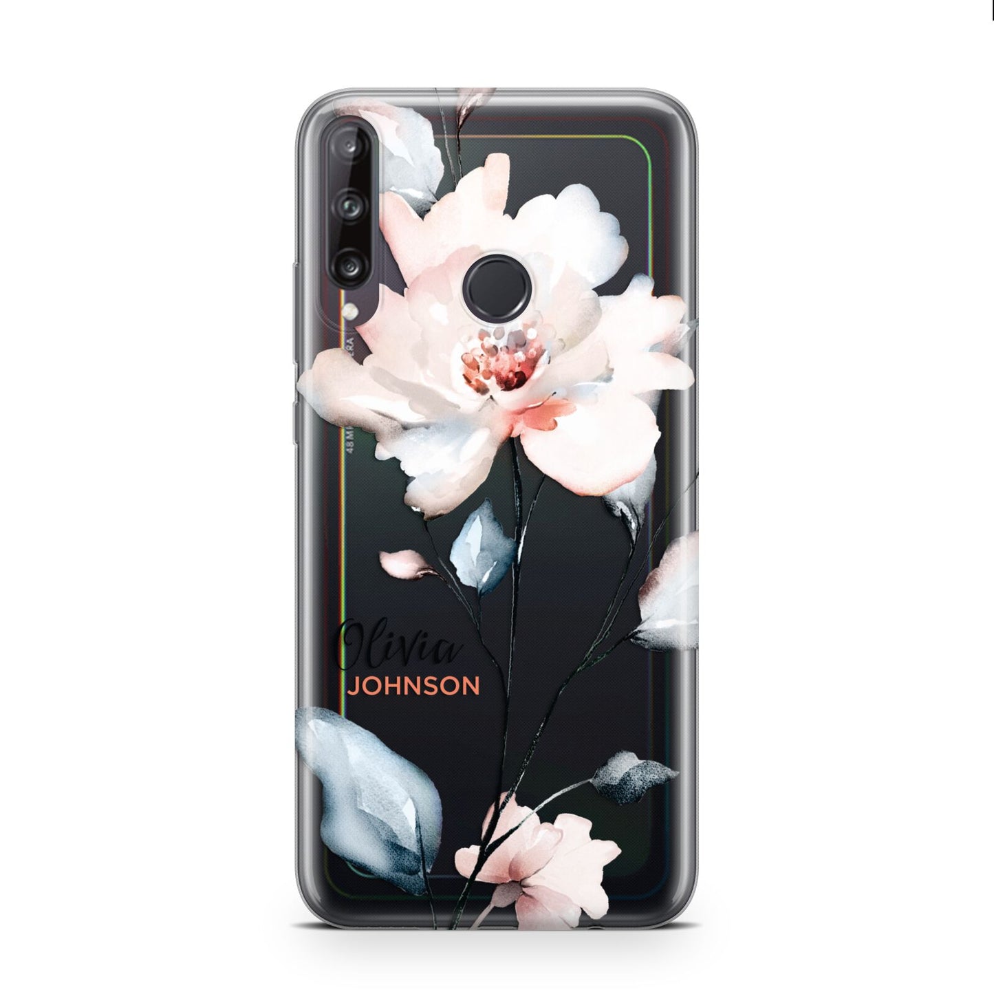Personalised Name Watercolour Roses Huawei P40 Lite E Phone Case