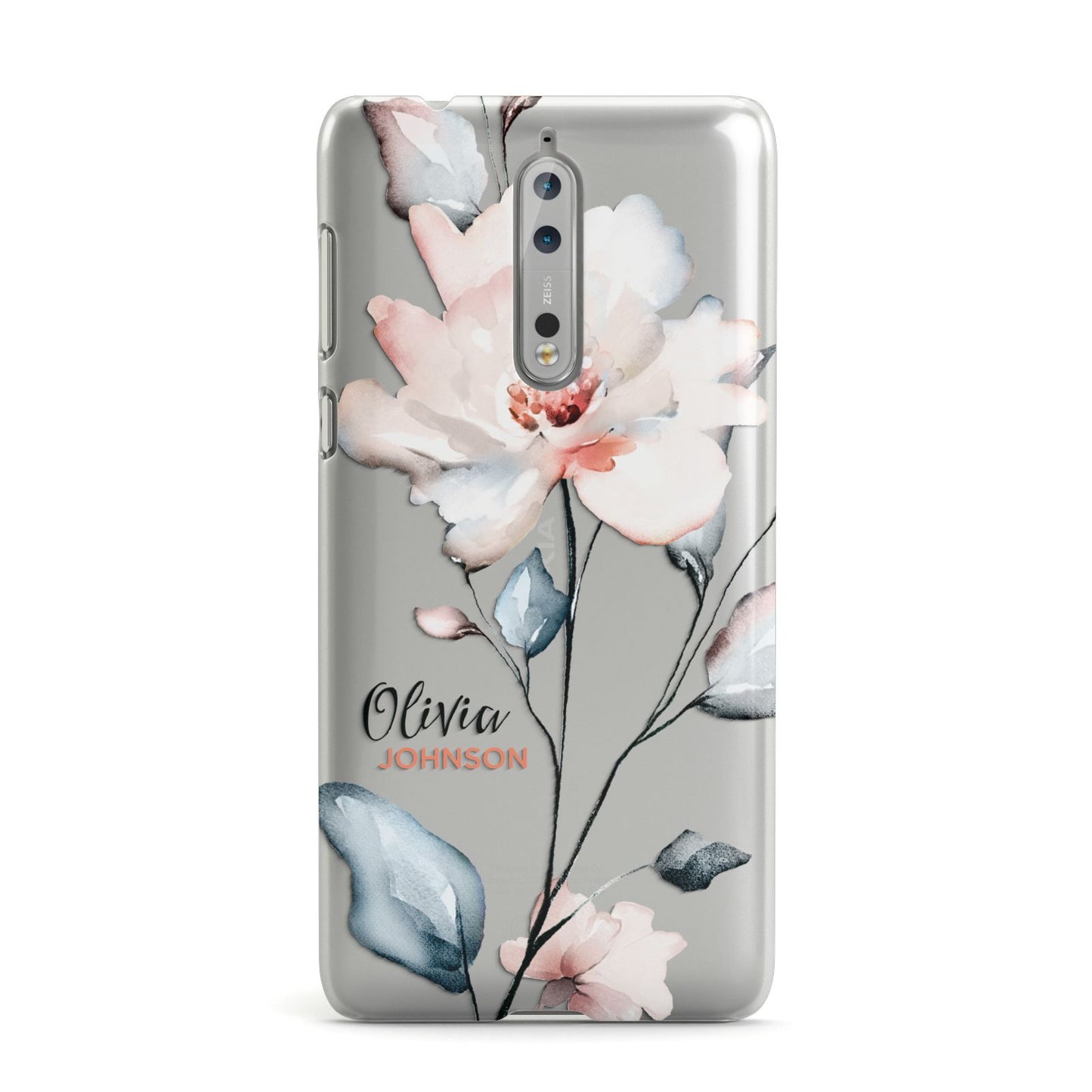 Personalised Name Watercolour Roses Nokia Case