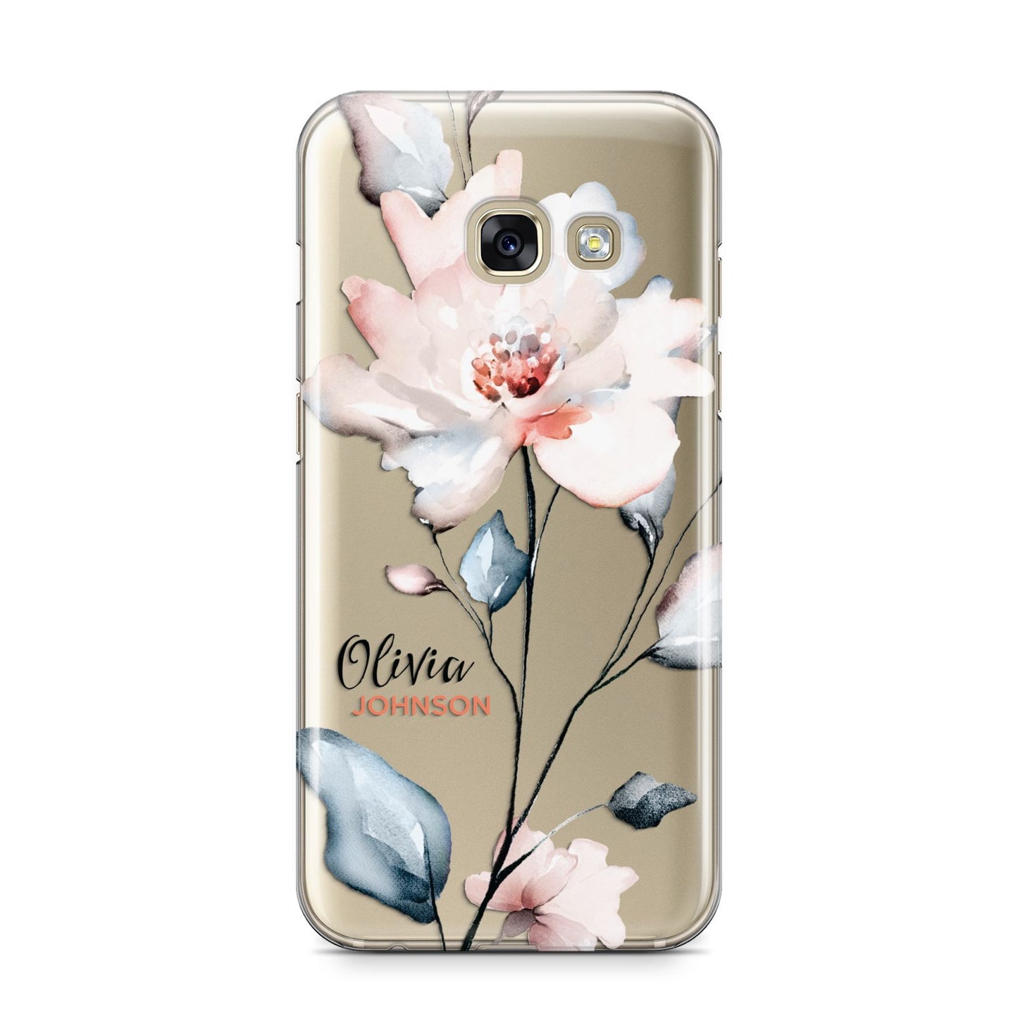 Personalised Name Watercolour Roses Samsung Galaxy A3 2017 Case on gold phone