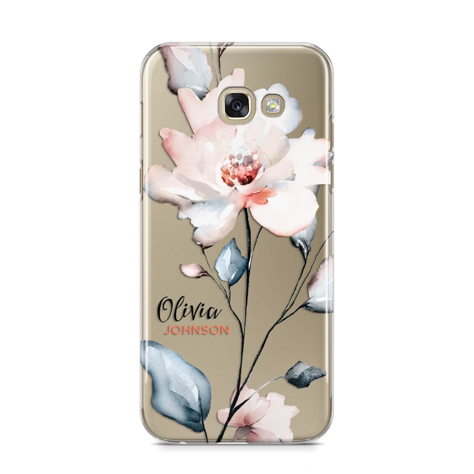 Personalised Name Watercolour Roses Samsung Galaxy A5 2017 Case on gold phone