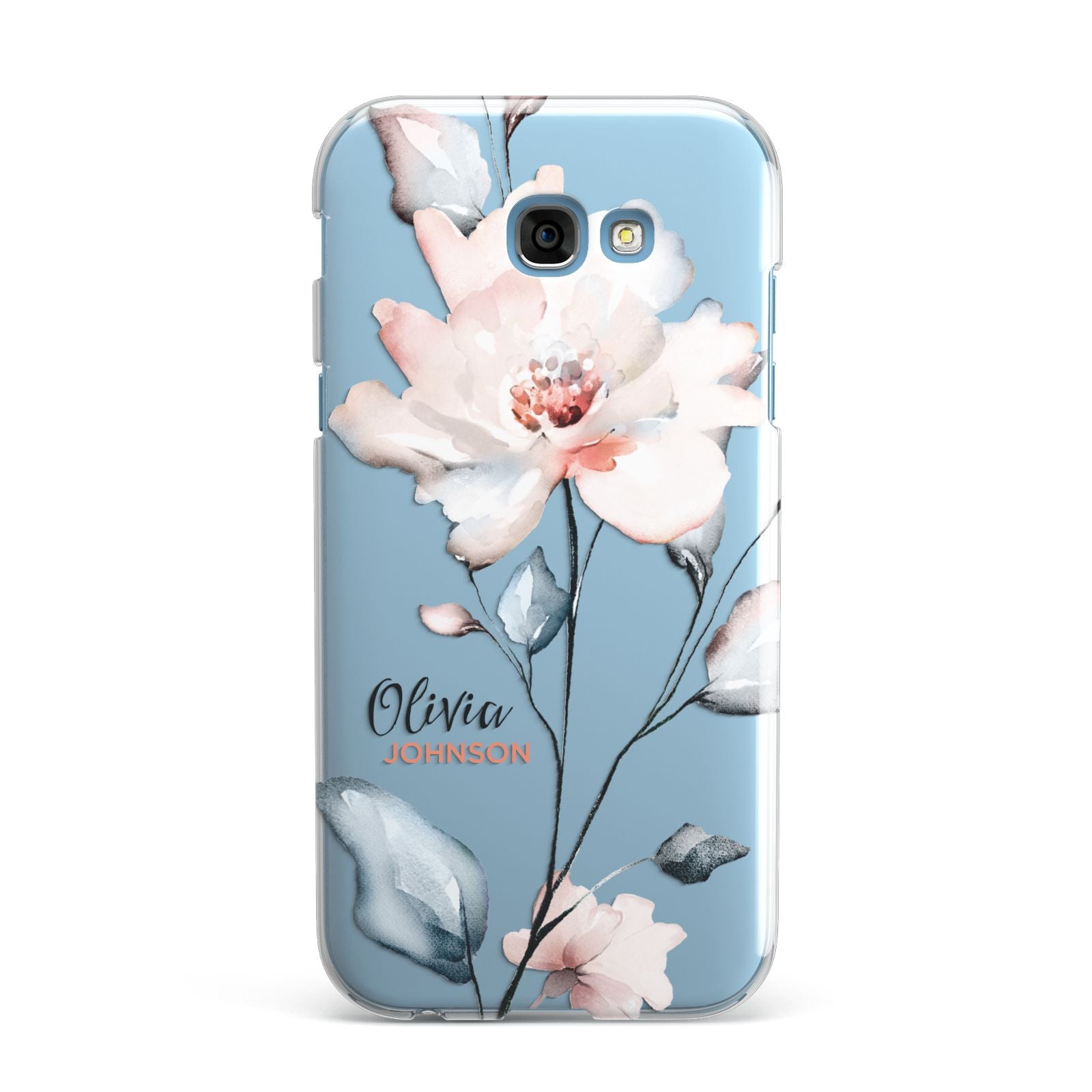 Personalised Name Watercolour Roses Samsung Galaxy A7 2017 Case