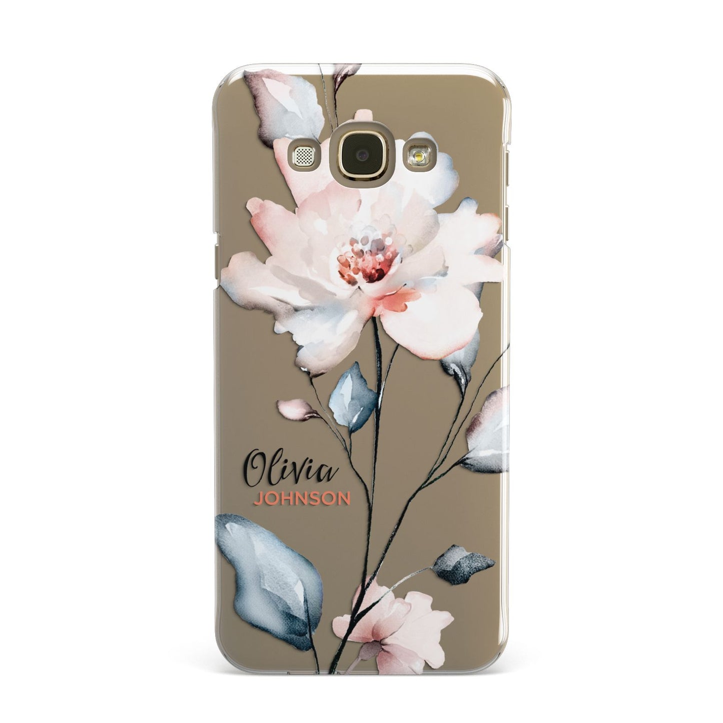 Personalised Name Watercolour Roses Samsung Galaxy A8 Case