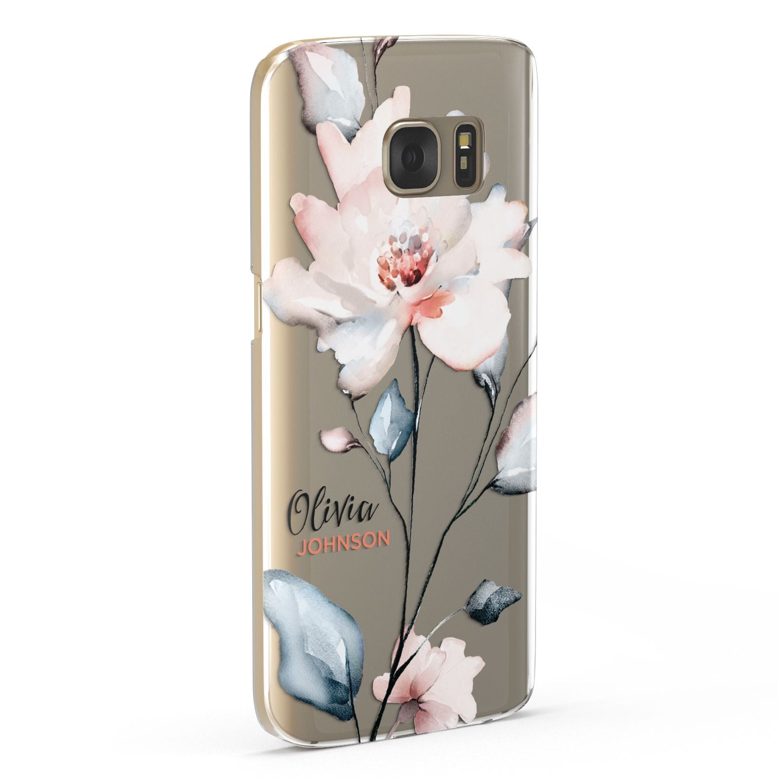 Personalised Name Watercolour Roses Samsung Galaxy Case Fourty Five Degrees