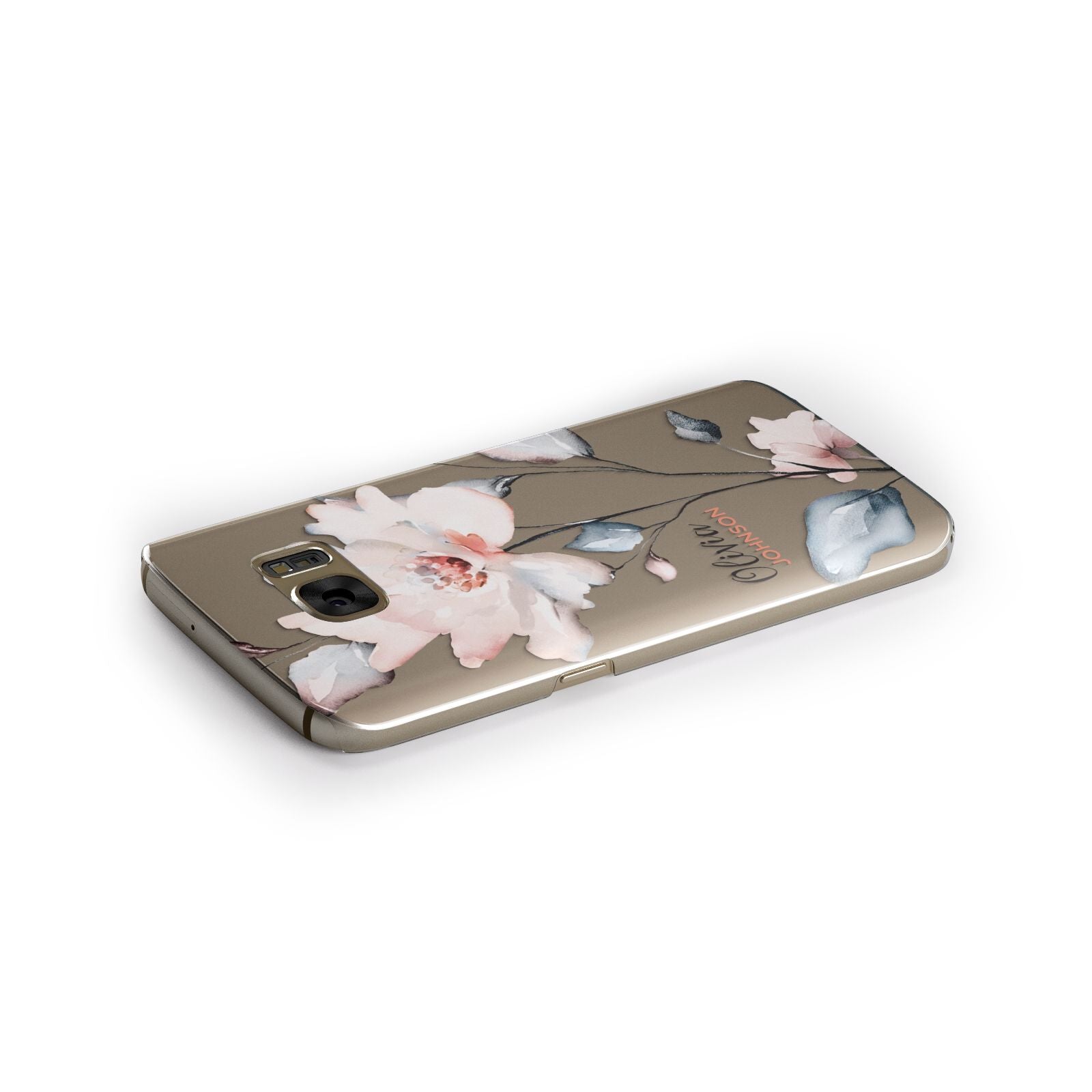 Personalised Name Watercolour Roses Samsung Galaxy Case Side Close Up