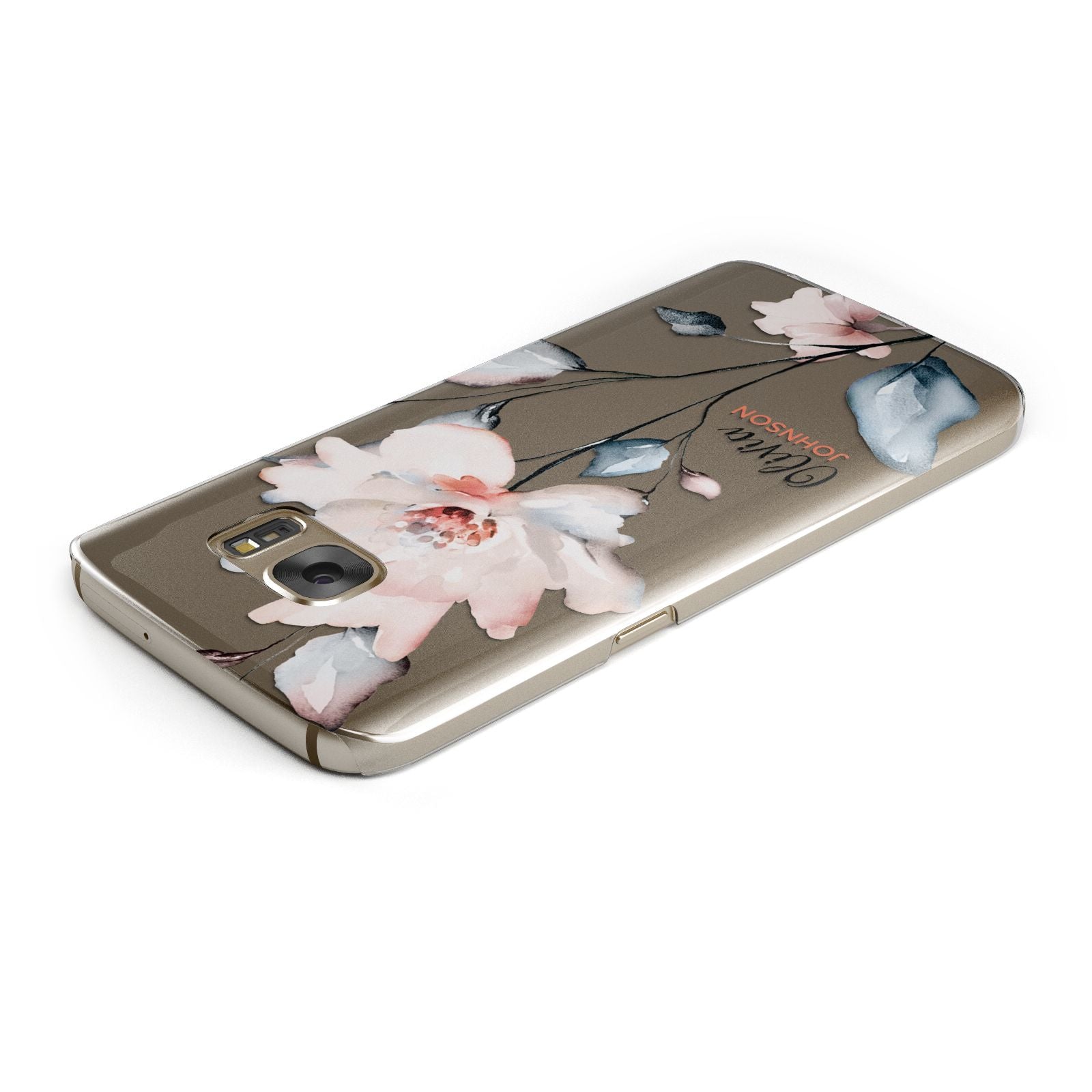 Personalised Name Watercolour Roses Samsung Galaxy Case Top Cutout