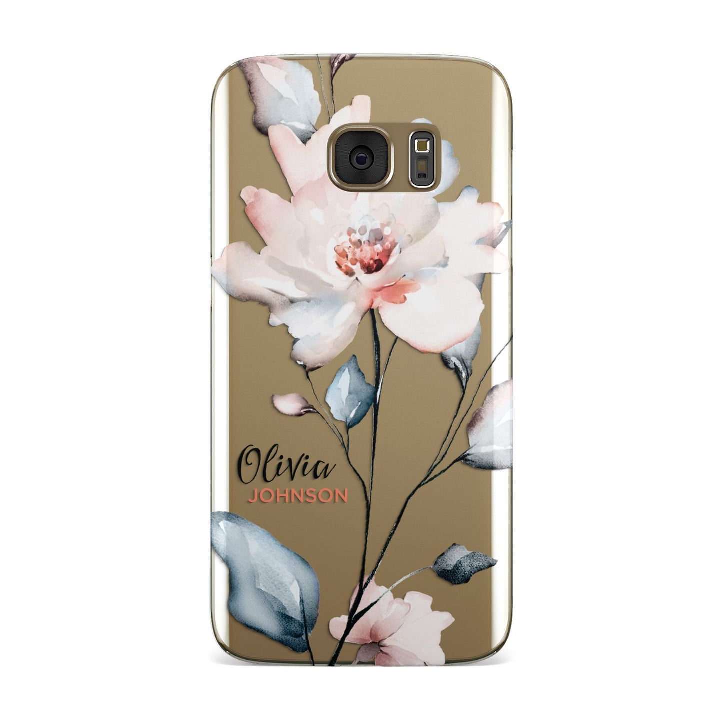 Personalised Name Watercolour Roses Samsung Galaxy Case