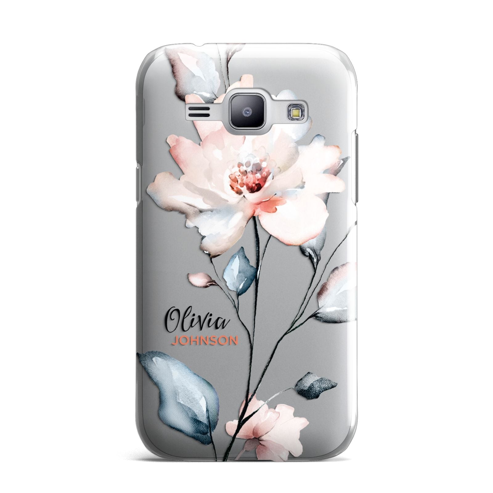 Personalised Name Watercolour Roses Samsung Galaxy J1 2015 Case