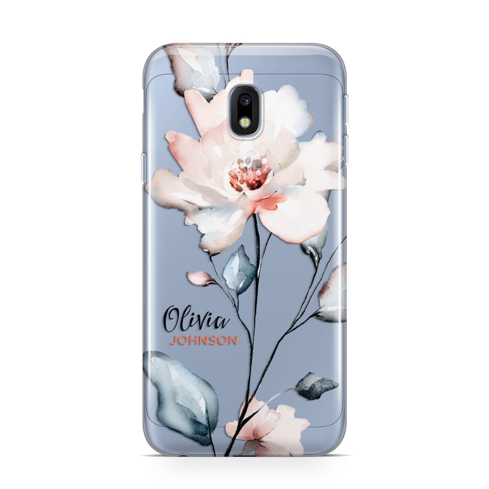 Personalised Name Watercolour Roses Samsung Galaxy J3 2017 Case