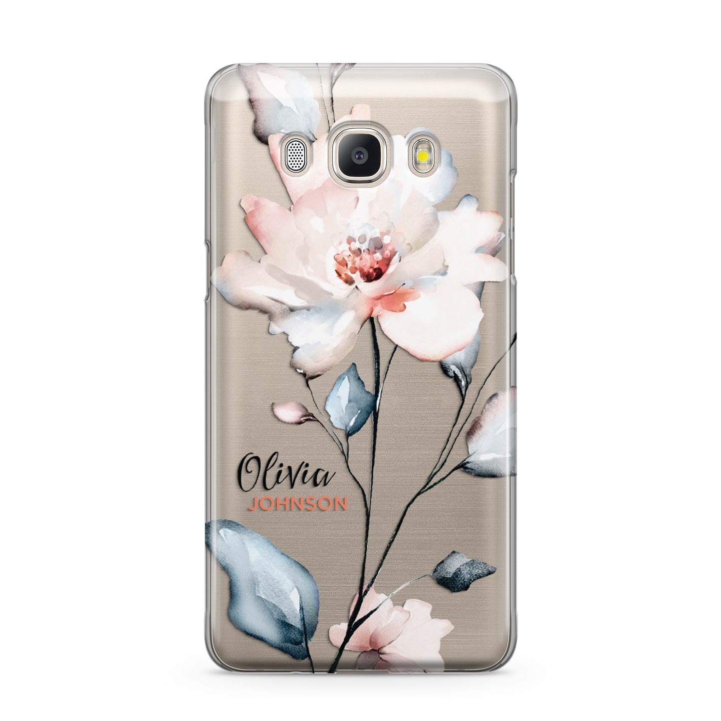 Personalised Name Watercolour Roses Samsung Galaxy J5 2016 Case