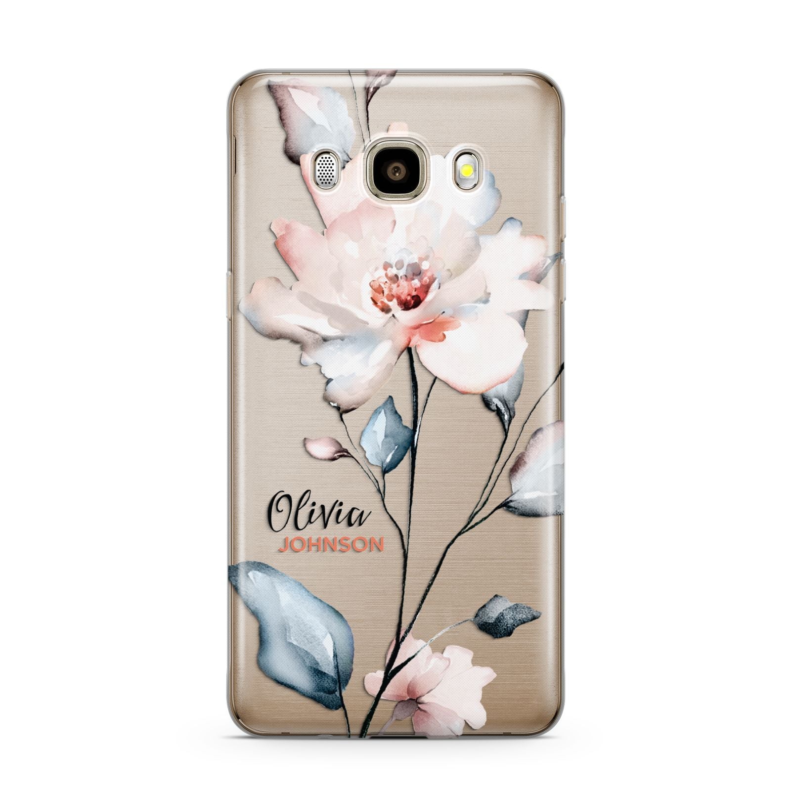 Personalised Name Watercolour Roses Samsung Galaxy J7 2016 Case on gold phone