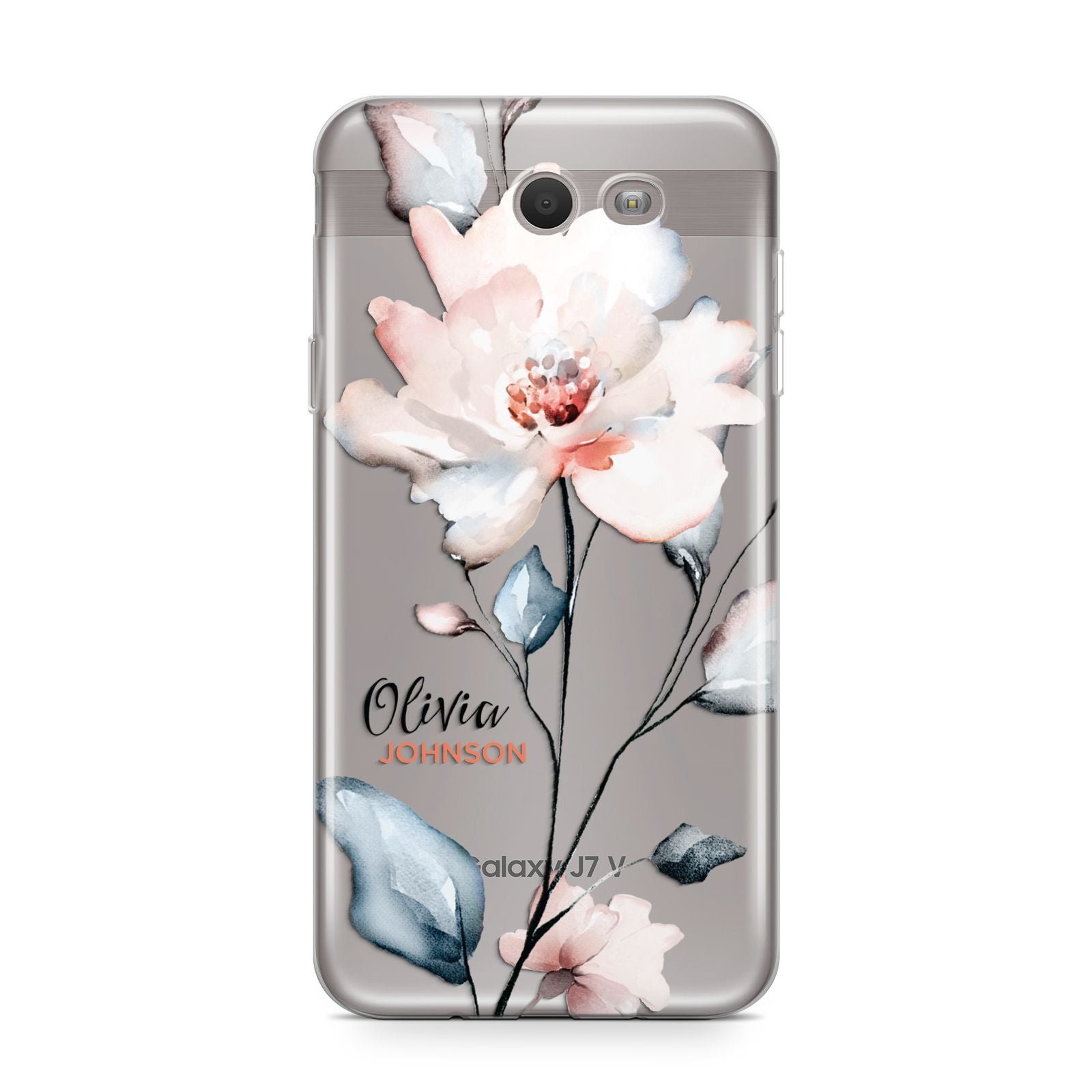Personalised Name Watercolour Roses Samsung Galaxy J7 2017 Case