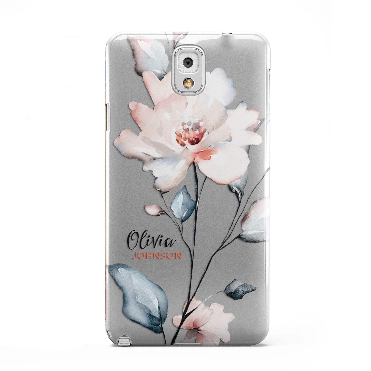 Personalised Name Watercolour Roses Samsung Galaxy Note 3 Case