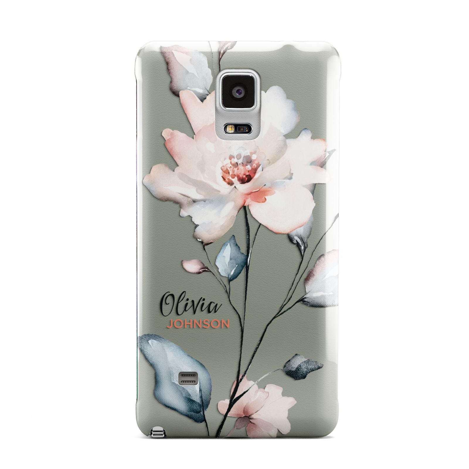 Personalised Name Watercolour Roses Samsung Galaxy Note 4 Case