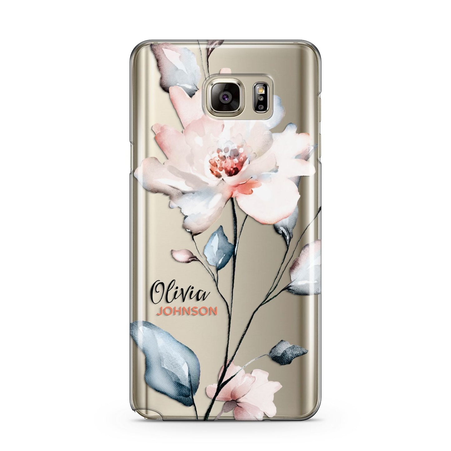 Personalised Name Watercolour Roses Samsung Galaxy Note 5 Case