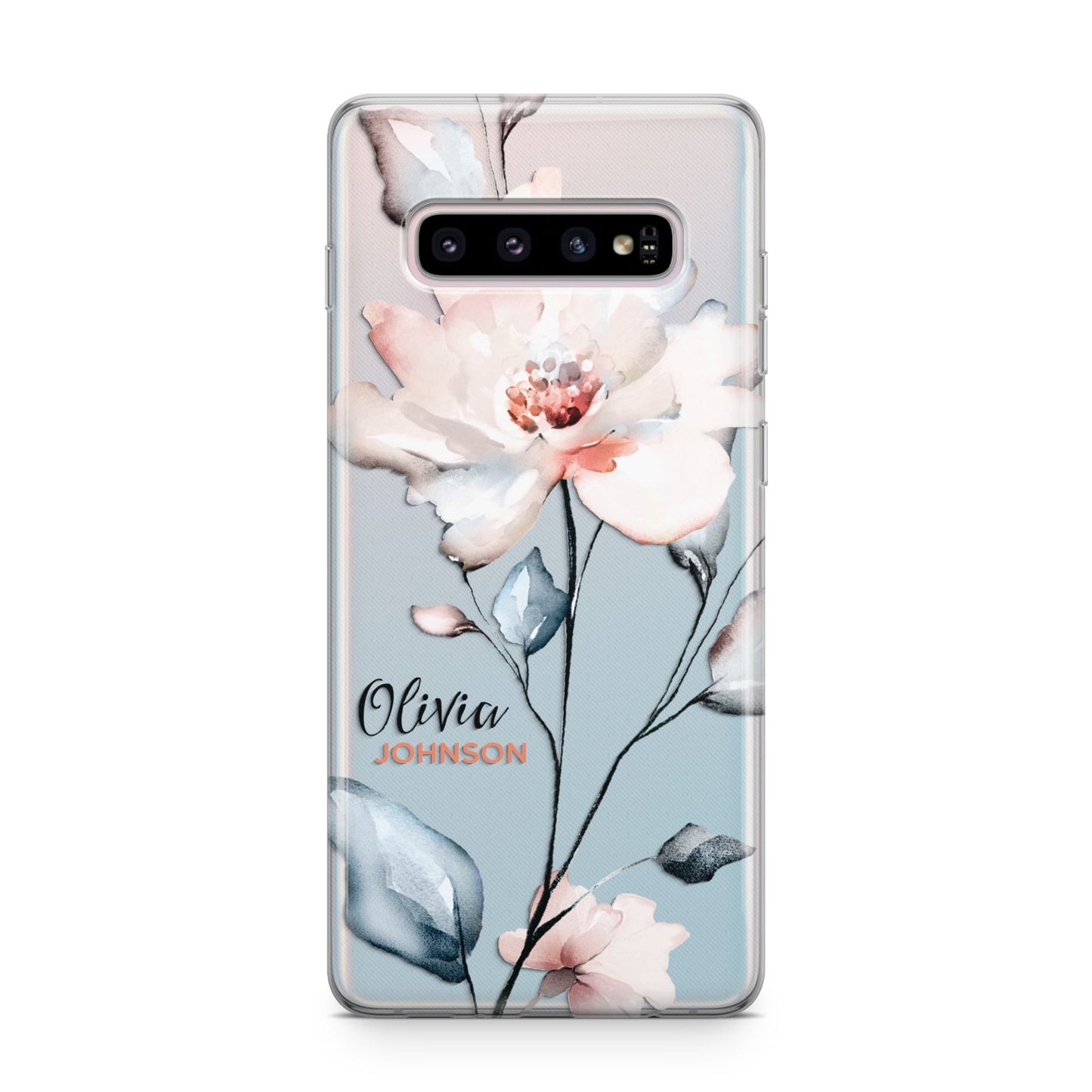 Personalised Name Watercolour Roses Samsung Galaxy S10 Plus Case