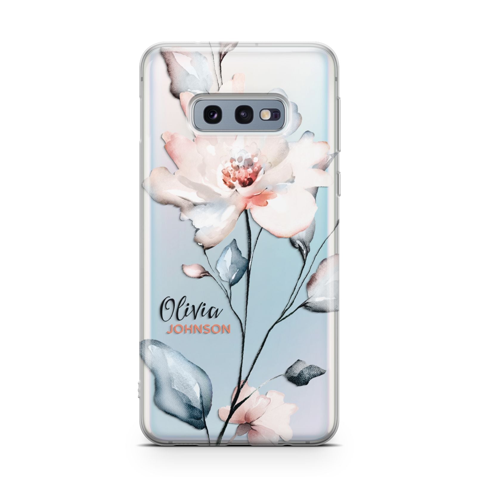 Personalised Name Watercolour Roses Samsung Galaxy S10E Case