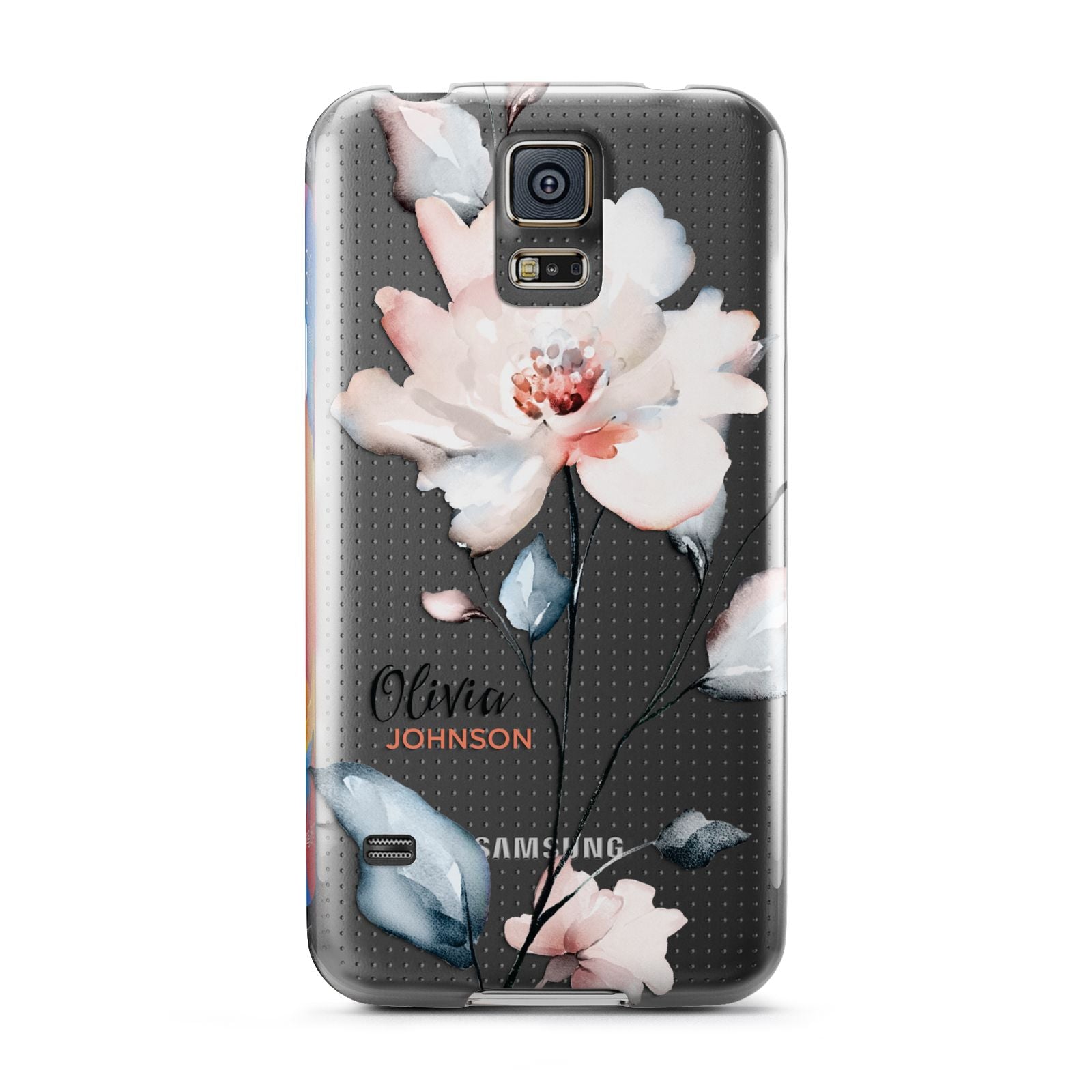 Personalised Name Watercolour Roses Samsung Galaxy S5 Case