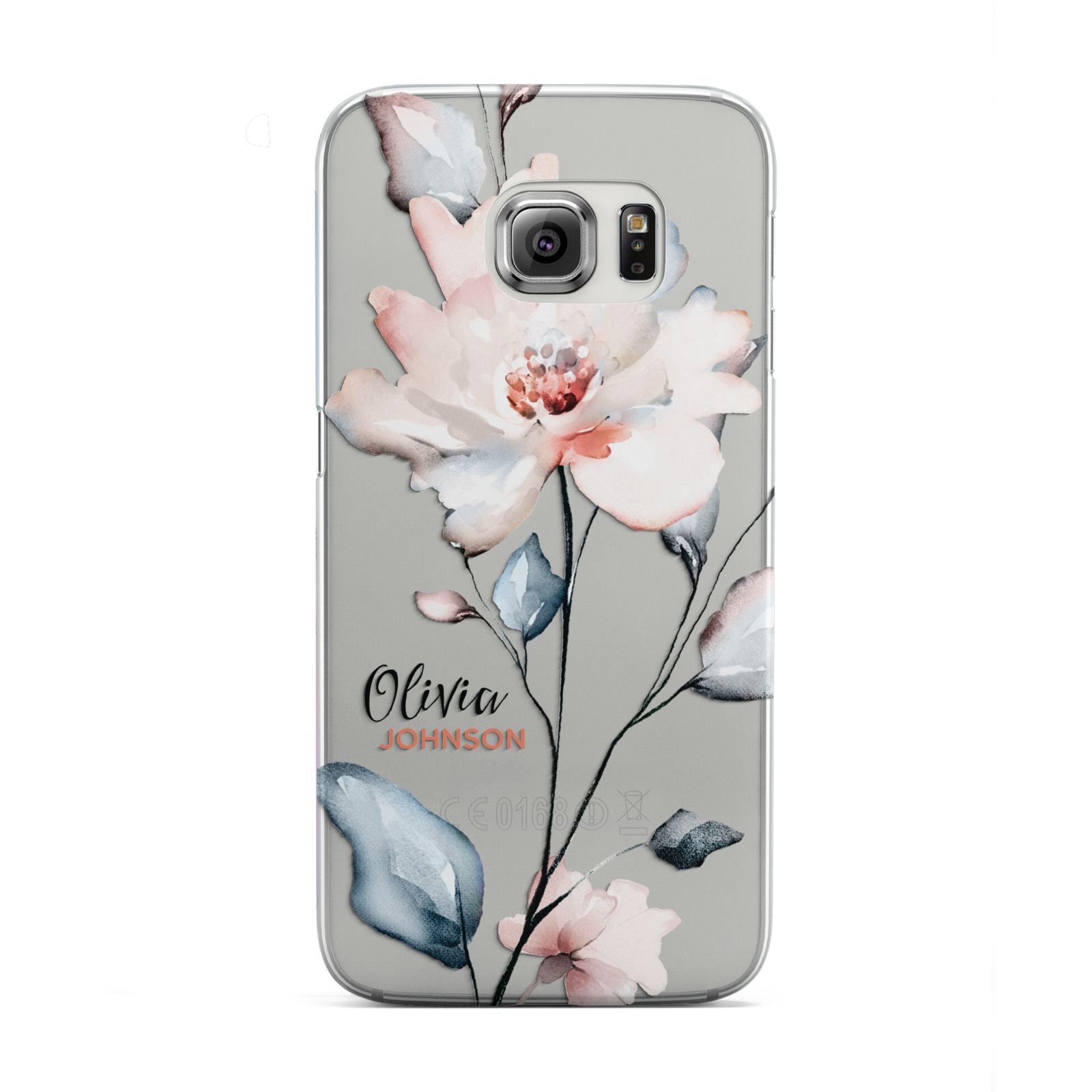 Personalised Name Watercolour Roses Samsung Galaxy S6 Edge Case