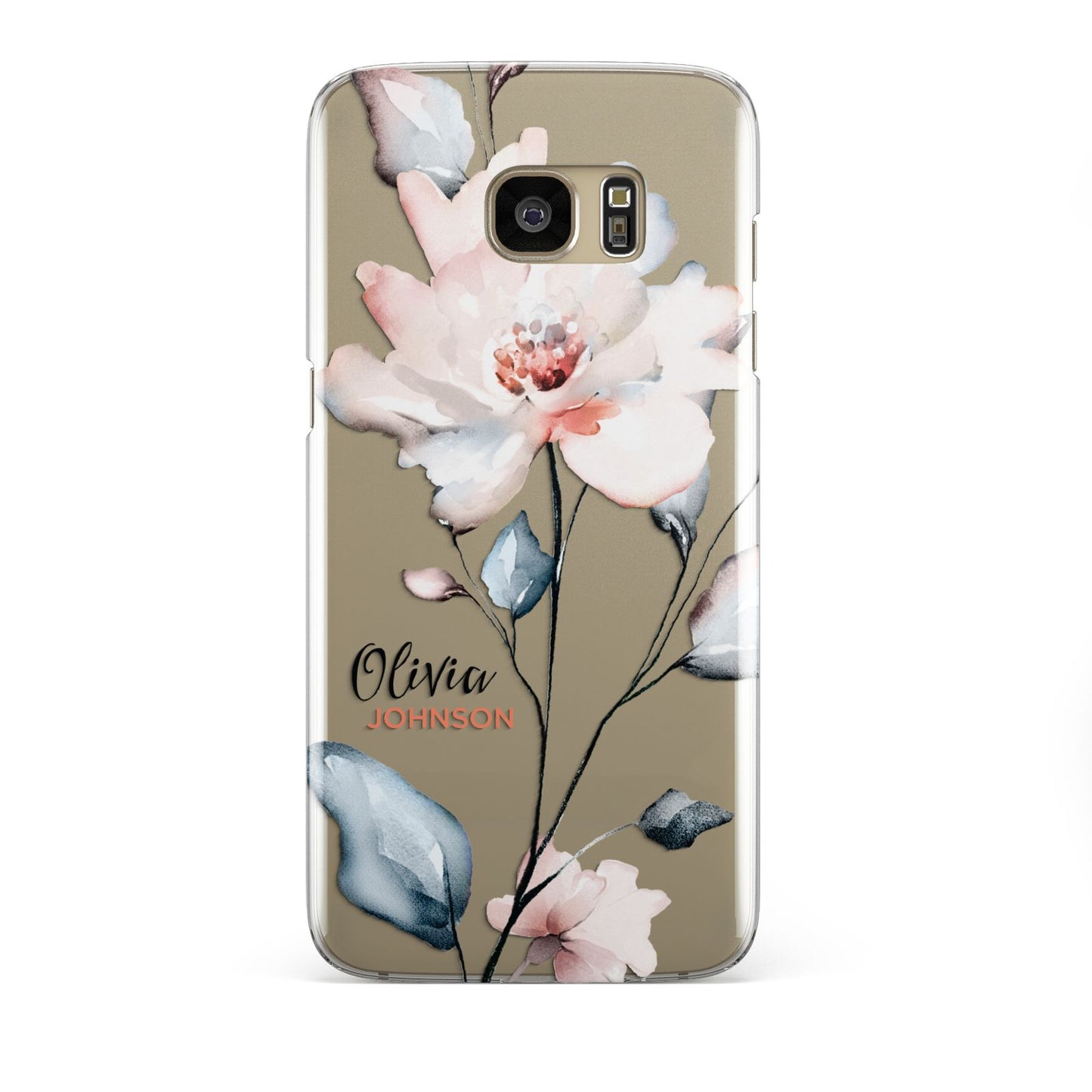 Personalised Name Watercolour Roses Samsung Galaxy S7 Edge Case