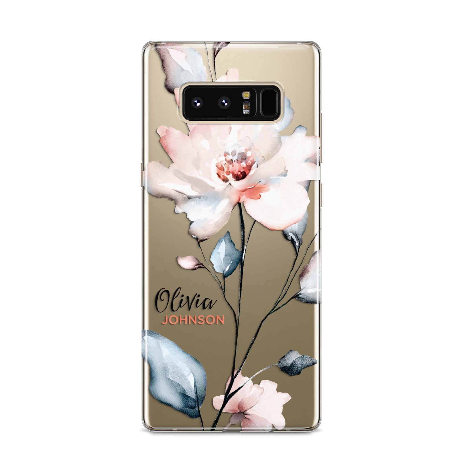 Personalised Name Watercolour Roses Samsung Galaxy S8 Case
