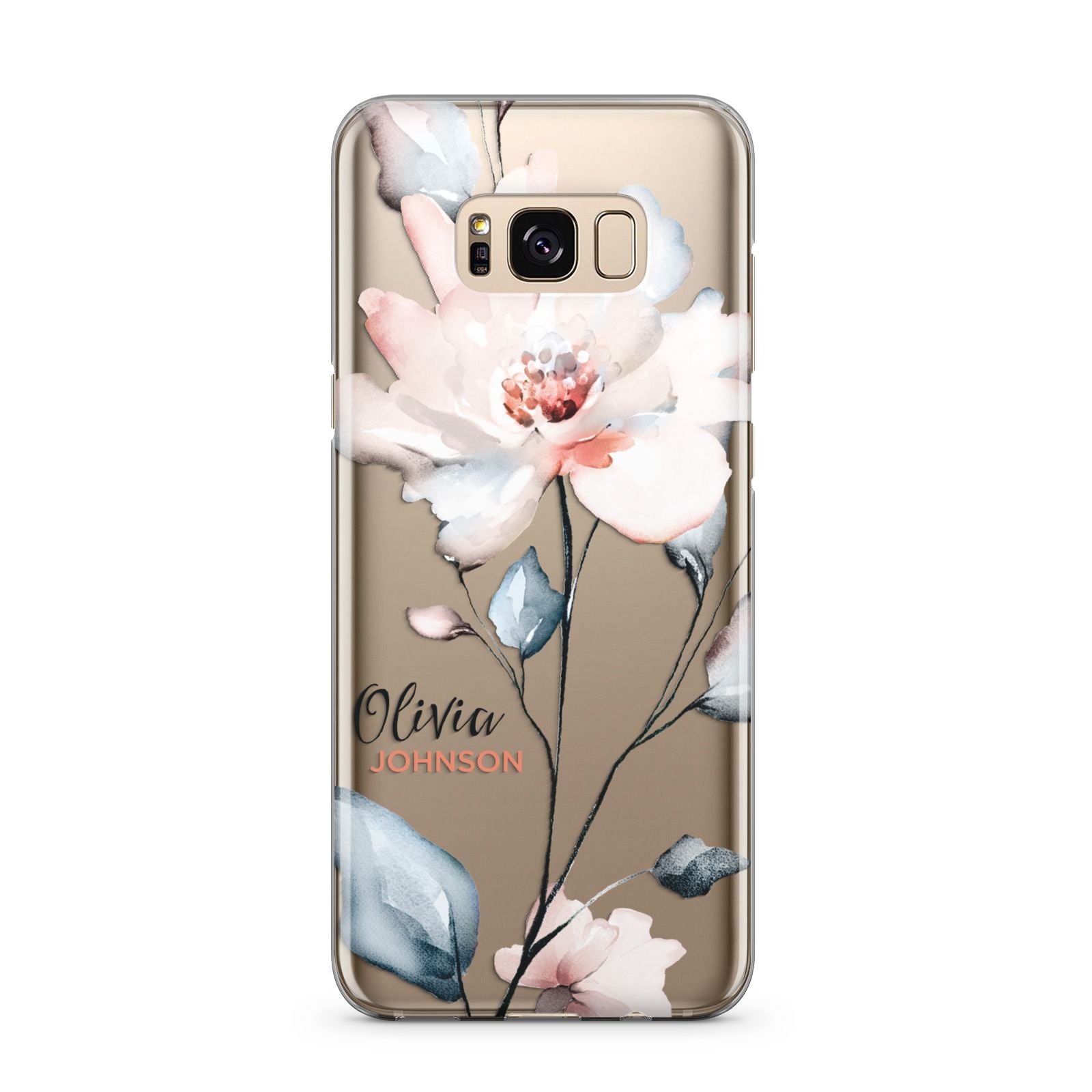 Personalised Name Watercolour Roses Samsung Galaxy S8 Plus Case