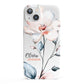 Personalised Name Watercolour Roses iPhone 13 Full Wrap 3D Snap Case