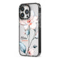 Personalised Name Watercolour Roses iPhone 13 Pro Black Impact Case Side Angle on Silver phone