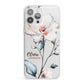 Personalised Name Watercolour Roses iPhone 13 Pro Max Clear Bumper Case