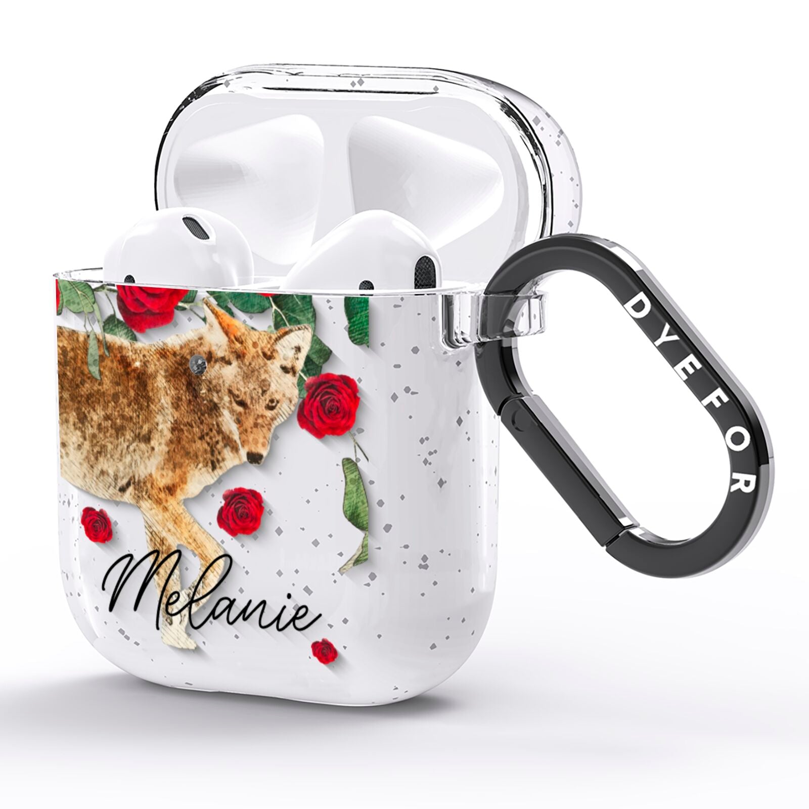 Personalised Name Wolf AirPods Glitter Case Side Image