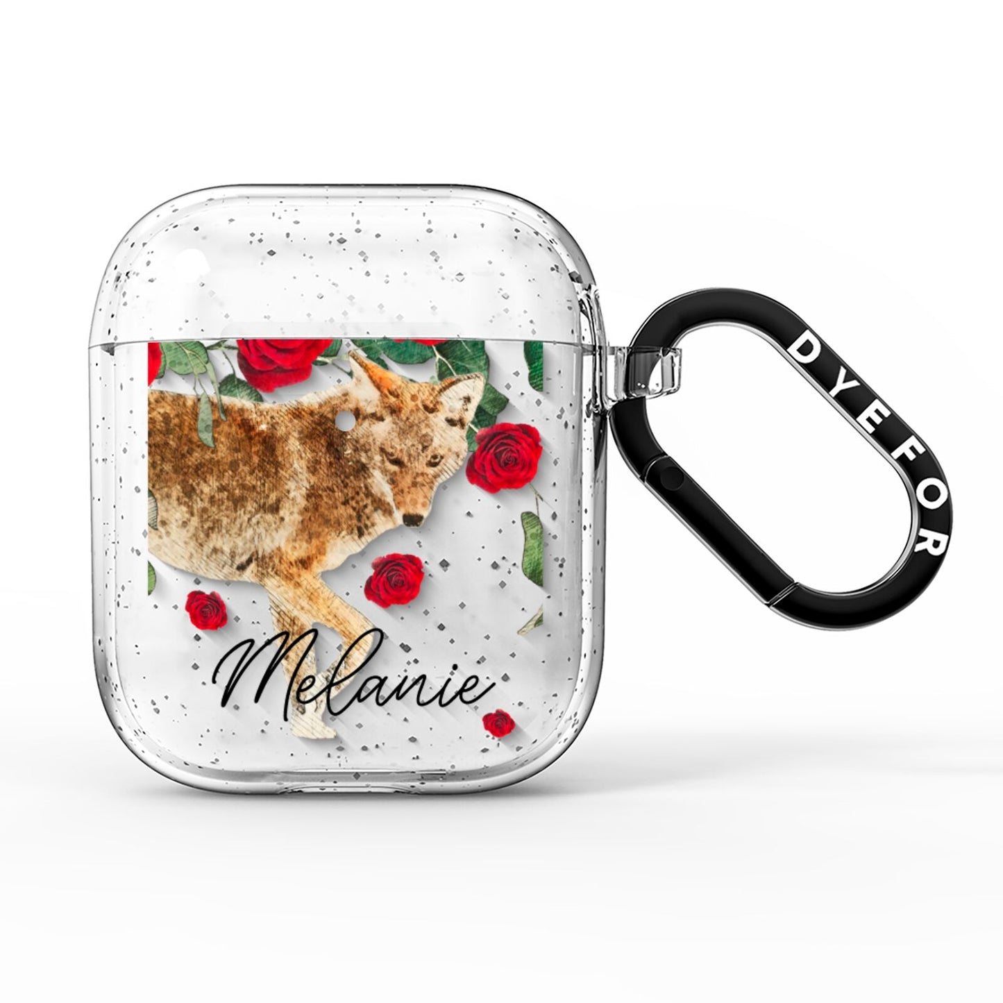 Personalised Name Wolf AirPods Glitter Case
