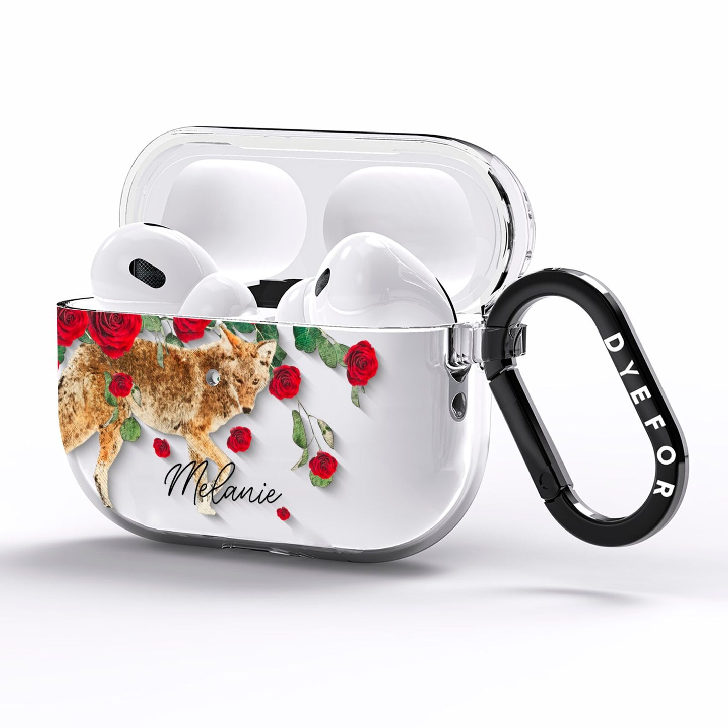 Personalised Name Wolf AirPods Pro Clear Case Side Image