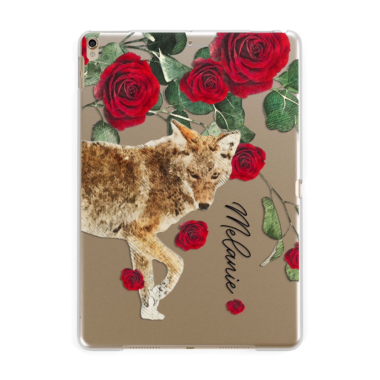 Personalised Name Wolf Apple iPad Gold Case