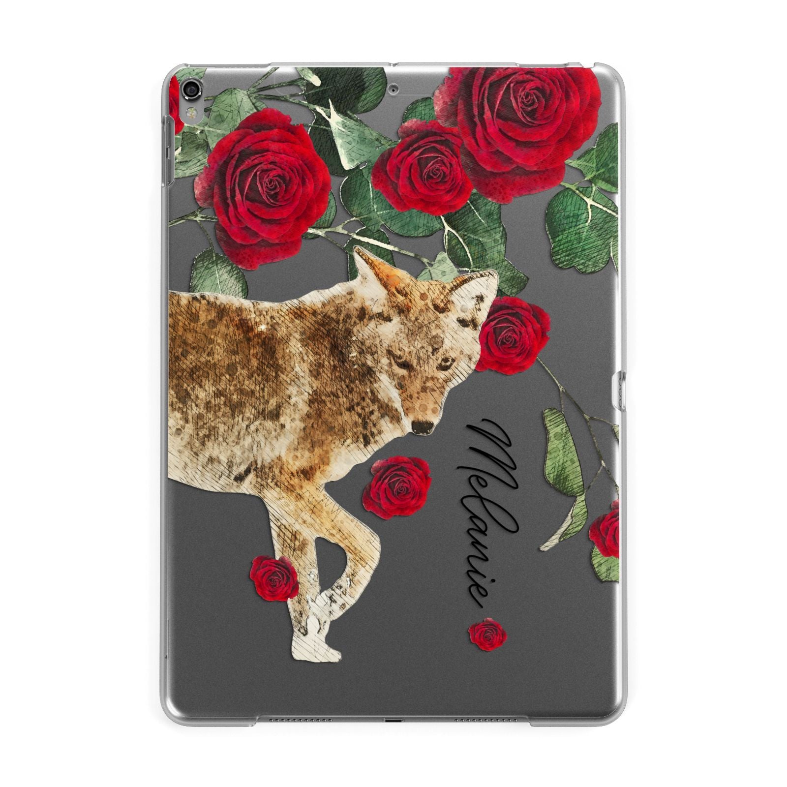 Personalised Name Wolf Apple iPad Grey Case